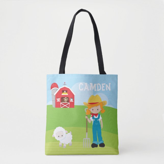 Bauer Barn Girl Kid ist Personalisiert Tasche (Vorderseite)