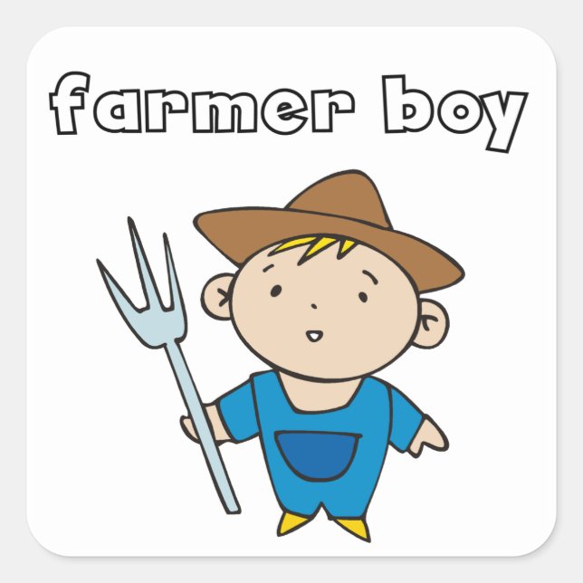 Bauer Boy Quadratischer Aufkleber (Vorderseite)