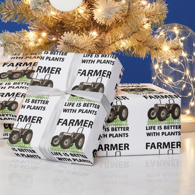 Bauer der landwirtschaftlichen Zugmaschine Geschenkpapier (Feiertage)