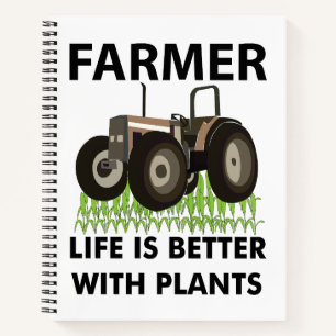 Bauer der landwirtschaftlichen Zugmaschine Notizbuch