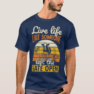 Bauer der Links Tor-Freilandhaltung Tierkuh T-Shirt