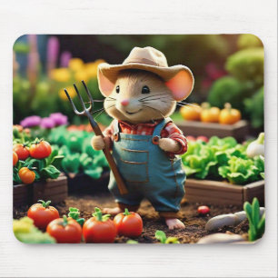 Bauer der Maus im Garten mit Gemüse Mousepad