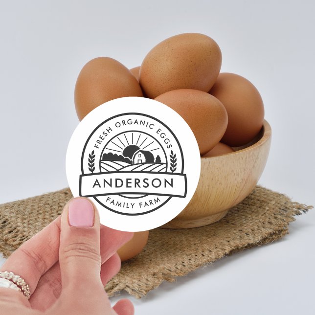 Bauer der Scheunenfamilie Rund dekorativ Runder Aufkleber (Barn Family Farm Farmer Round Decorative Classic Round Sticker)