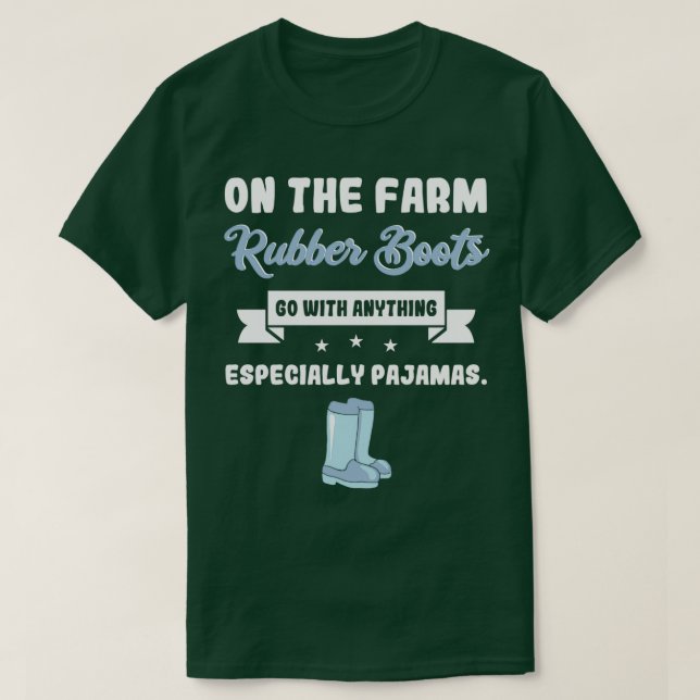Bauer Ehefrau Gummi Stiefel Funny Farm T-Shirt (Design vorne)