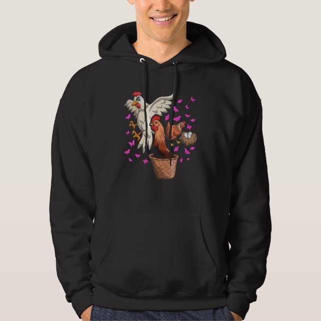 Bauer Farm Birds Schmetterling Huhn Hoodie (Vorderseite)