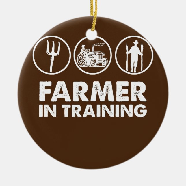 Bauer Farm Traktor Landwirtschaftlicher Bauer in Keramik Ornament (Vorne)