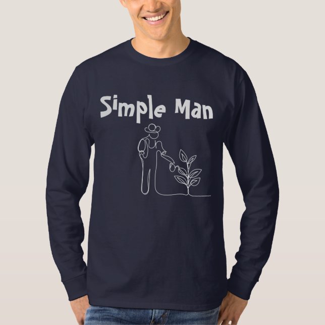 Bauer Figur Einfacher Mann Gartenarbeit T-Shirt (Vorderseite)