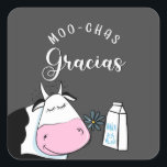 Bauer-Geschenk Muchas gracias moo Square Sticker<br><div class="desc">designed by the Arty Apples Limited.</div>
