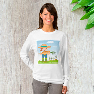 Bauer Girl mit Gartenmöbeln T-Shirt