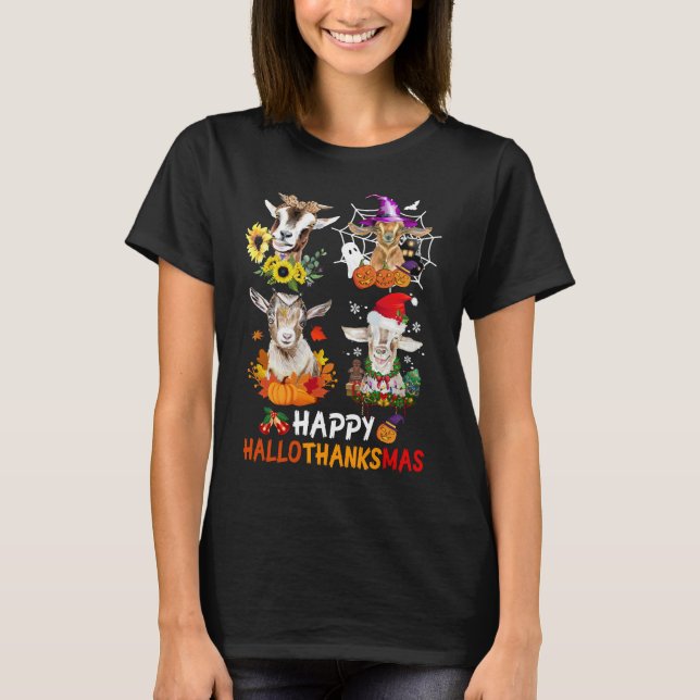 Bauer Goat Hallothanksmas Shirt, Ziege Lover Happy T-Shirt (Vorderseite)