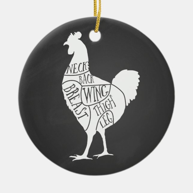 Bauer Hühnerfleisch Teilstücke Kleinhalter Keramik Ornament (Vorne)