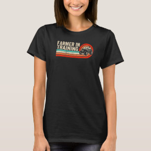 Bauer in der Ausbildung der Farm der Retro-Sunset- T-Shirt