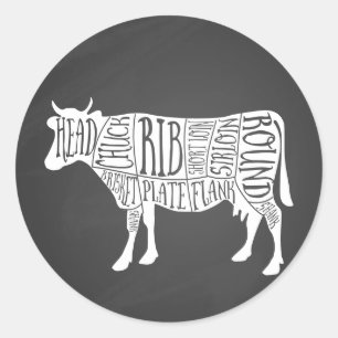 Bauer Kuhfleisch Fleisch von Fleischereien von Rin Runder Aufkleber