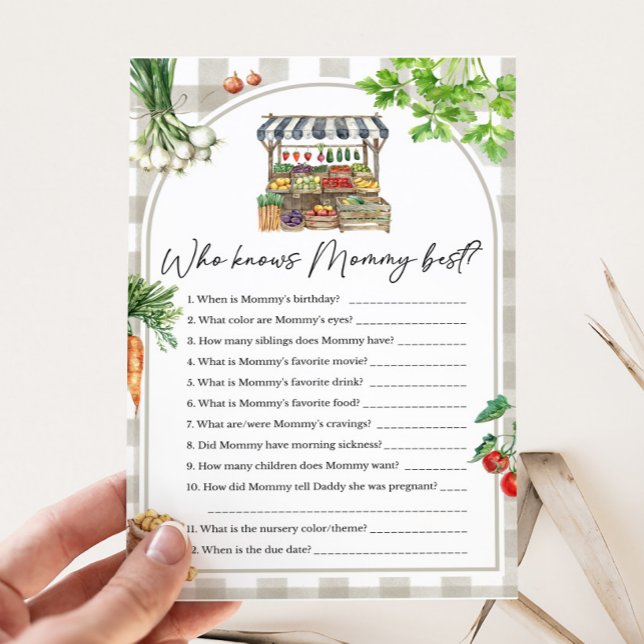 Bauer lokal erwachsen Wer Mommy Best Game kennt (Farmers Market Baby Shower Who knows Mommy Best Game )