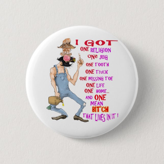 Bauer lustiger Cartoon Button (Vorderseite)