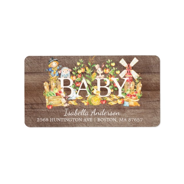 Bauer Market Baby Showadresse Etikett Adressaufkleber (Vorne)
