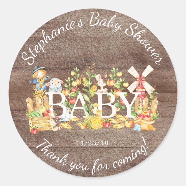 Bauer Market Baby Showaufkleber Runder Aufkleber (Vorderseite)
