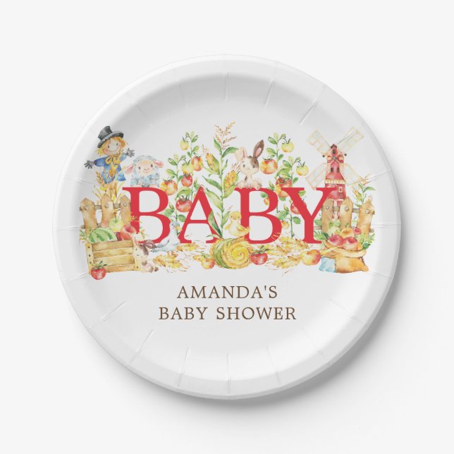 Bauer Market Baby Shower 7" Platten Pappteller (Vorderseite)