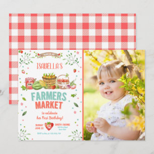 Bauer Markt Grosse Veggies Obst Rote Girl Party Einladung