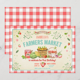Bauer Markt Grosse Veggies Obst Rote Girl Party Einladung