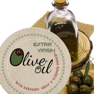 Bauer Markt Hot & Spicy Olivenöl Extra Jungfrau Runder Aufkleber