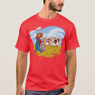 Bauer mit Kühen auf Wilden Bauerngeschenken T-Shirt