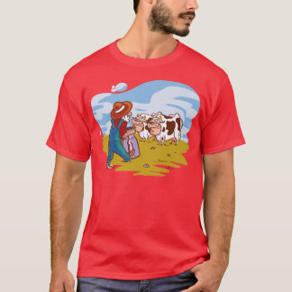 Bauer mit Kühen auf Wilden Bauerngeschenken T-Shirt