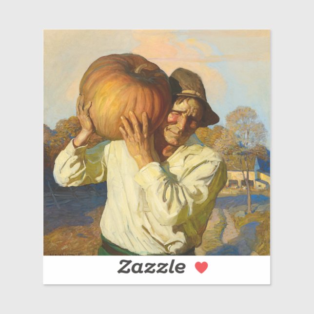 Bauer mit Pumpkin von Newell Convers Wyeth Aufkleber (Blatt)