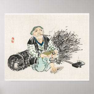 Bauer mit Zweigstellen von Kōno Bairei Poster