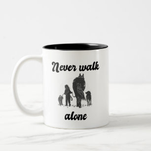 Bauer nie allein laufen zweifarbige tasse
