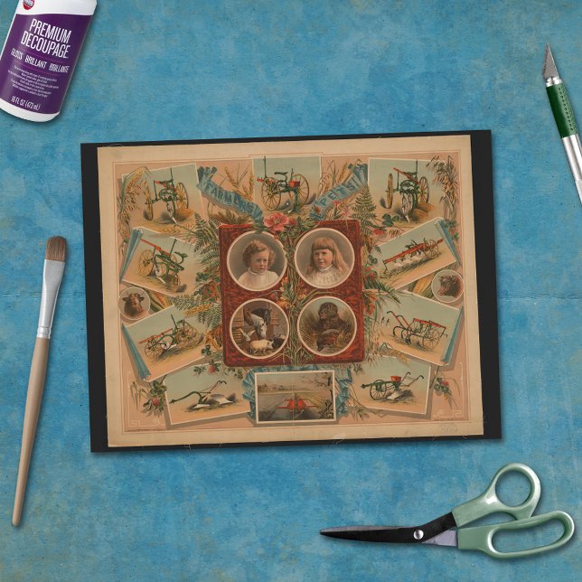 Bauer Pflüge Tools Ephemera Decoupage Seidenpapier (Von Creator hochgeladen)