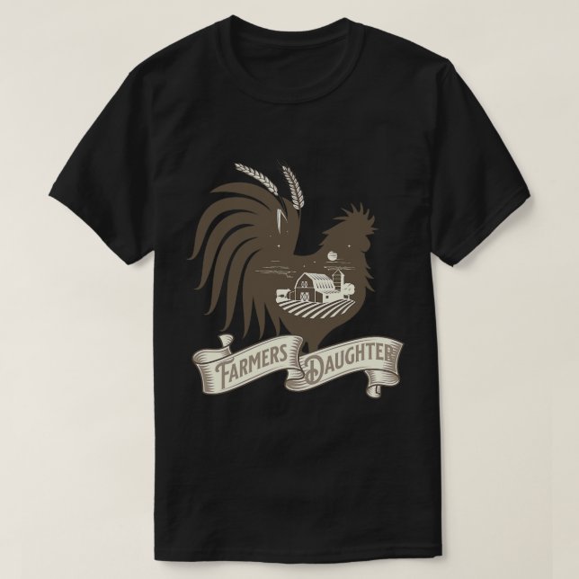Bauer Tochter Hühnerfarm mit Stall und Pastur T-Shirt (Design vorne)