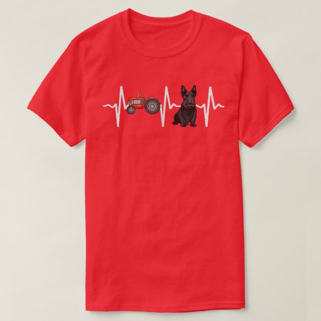 Bauer Tractor Scottish Terrier Heartbeat Dog Liebe T-Shirt (Design vorne)