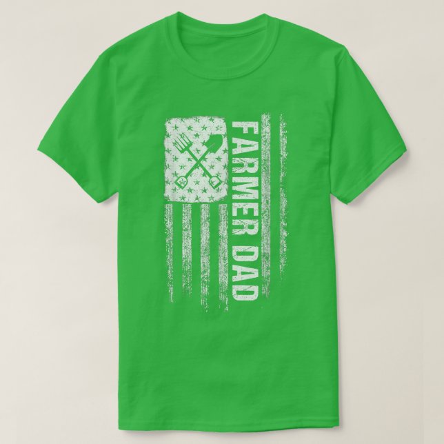 Bauer Vater erschüttert amerikanische Fahne Vater T-Shirt (Design vorne)