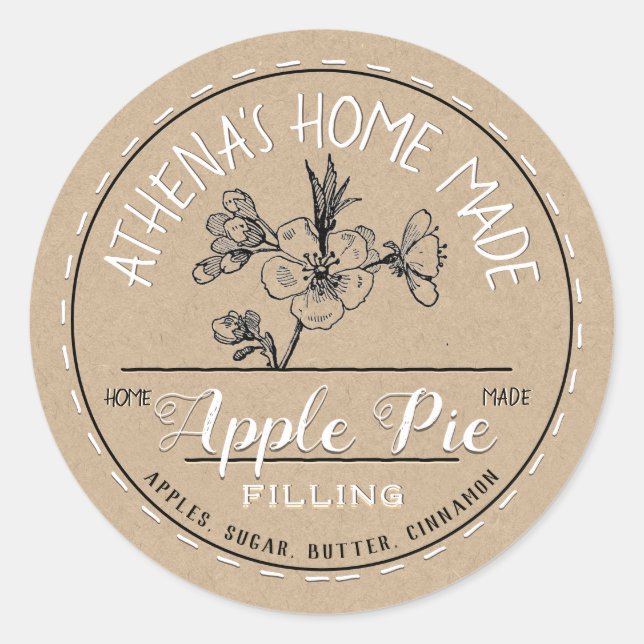 Bauer vertreiben Apple Pie White auf Kraft Runder Aufkleber (Vorderseite)