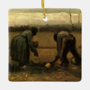 Bäuerin beim Kartoffelpflanzen von Vincent van Gog Keramikornament