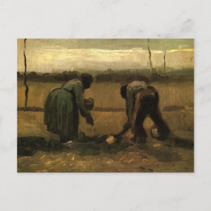 Bäuerin beim Kartoffelpflanzen von Vincent van Gog Postkarte