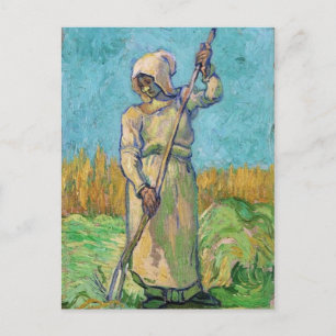 Bäuerin mit Rechen, Vincent van Gogh Fine Art Postkarte