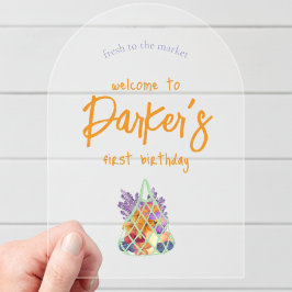 Bauern auf dem Markt Erstgeburt Acryleinladungen