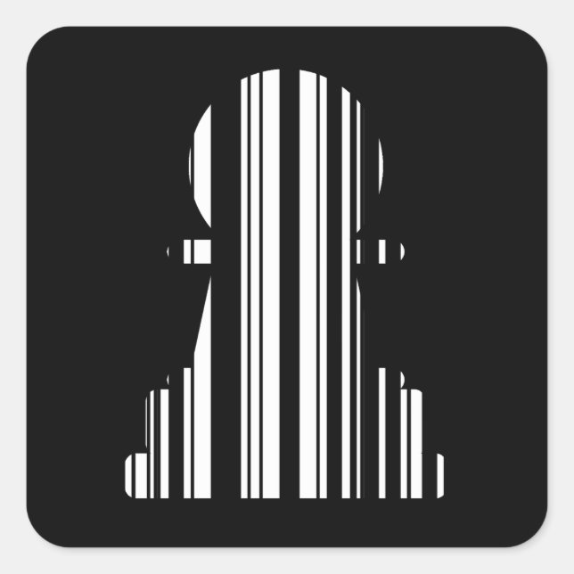 Bauern-Bar-Code-Schachfigurenmuster-Design Quadratischer Aufkleber (Vorderseite)