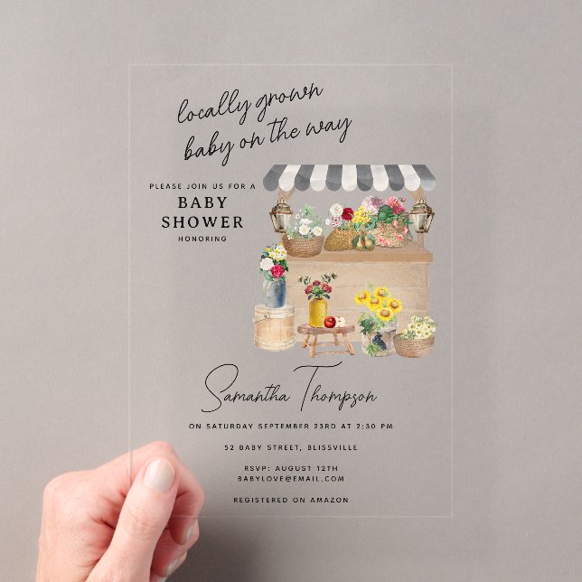 Bauern Blume Cart Stand Market Babydusche Acryleinladungen (Insitu (Handheld))