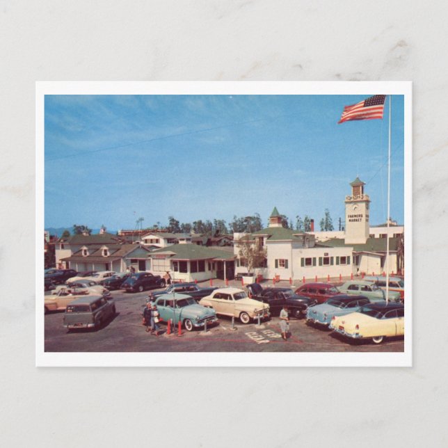 Bauern Markt, Alte Autos, Los Angeles Vintag Postkarte (Vorderseite)