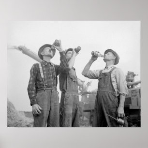 Bauern trinken Bier, 1941. Vintage-Foto Poster