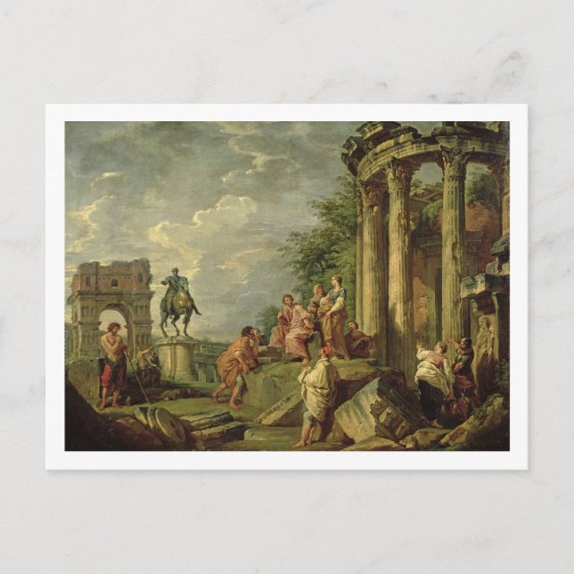 Bauern unter römischen Ruinen, 1743 (Öl auf Postkarte (Vorderseite)