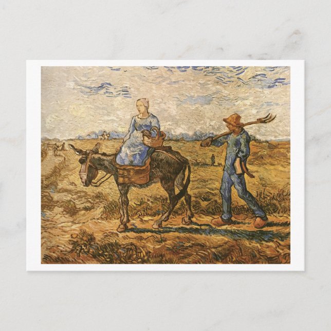 Bauern unterwegs, um Van Gogh Fine Art zu arbeiten Postkarte (Vorderseite)