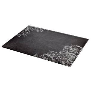 Bauernchic blühe Wirbel Kalkboard Monogramm Schneidebrett