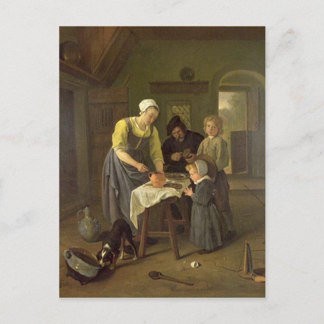 Bauernfamilie zu den Mahlzeiten, c.1665 Postkarte (Vorderseite)