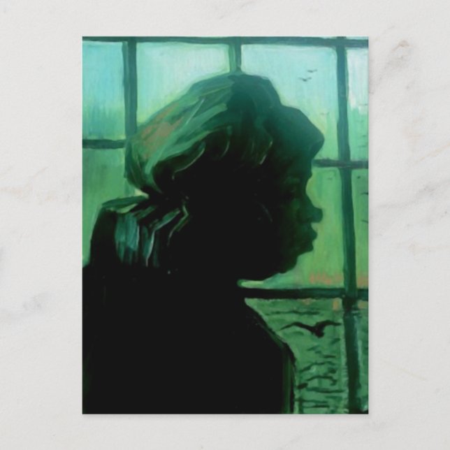Bauernfrau gegen Fenster, Van Gogh Fine Art Postkarte (Vorderseite)