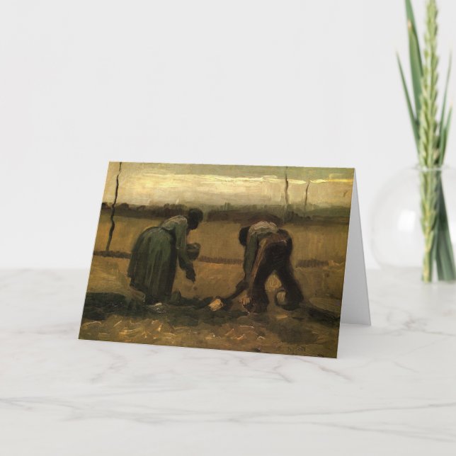Bauernfrau Pflanzende Kartoffel von Vincent van Go Karte (Vorderseite)