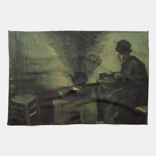 Bauernfrau von Feuerstelle von Vincent van Gogh Geschirrtuch (Horizontal)